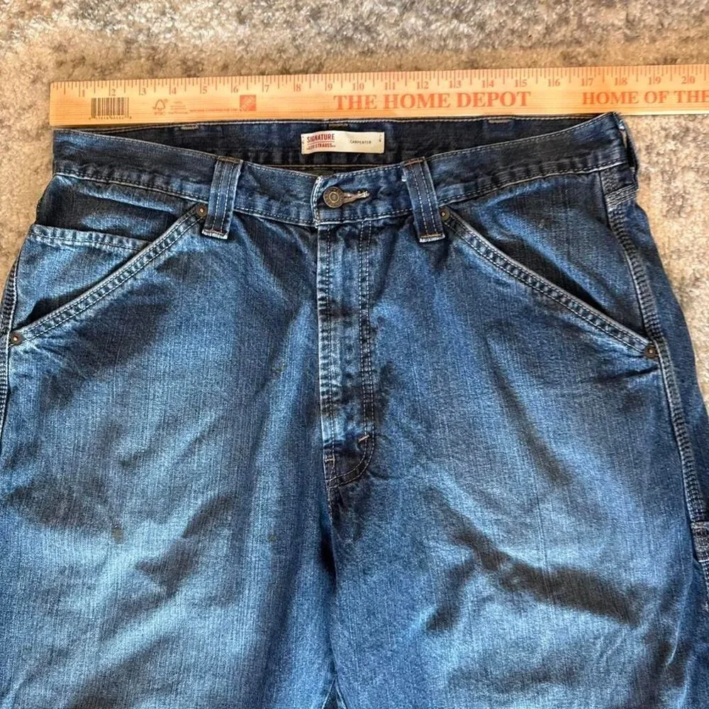 Levi's Signature Carpenter Jeans Blue Denim Relaxed Straight Utility Men's 36x32